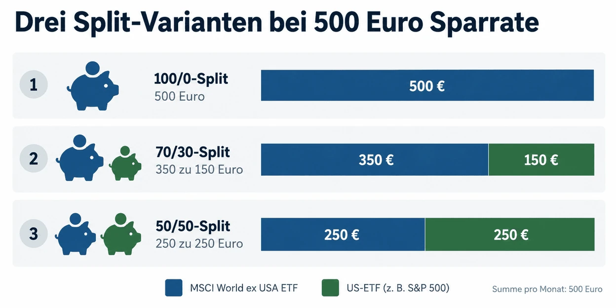 MSCI World ex USA drei Splitvarianten