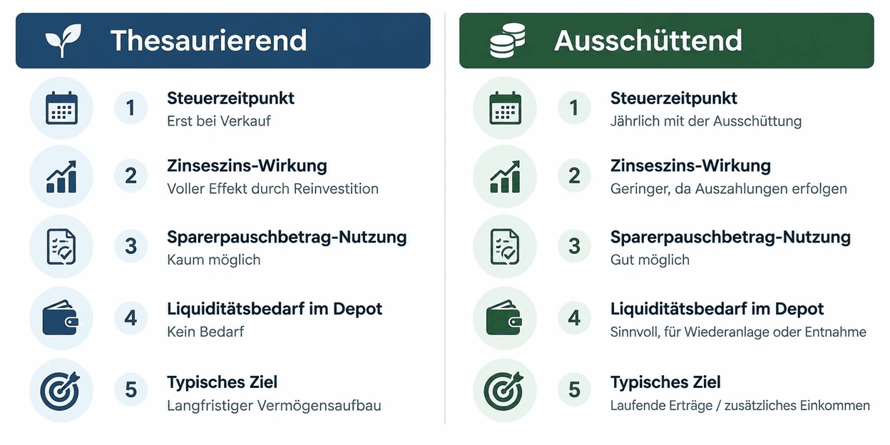 Thesaurierend ausschüttend Tabelle