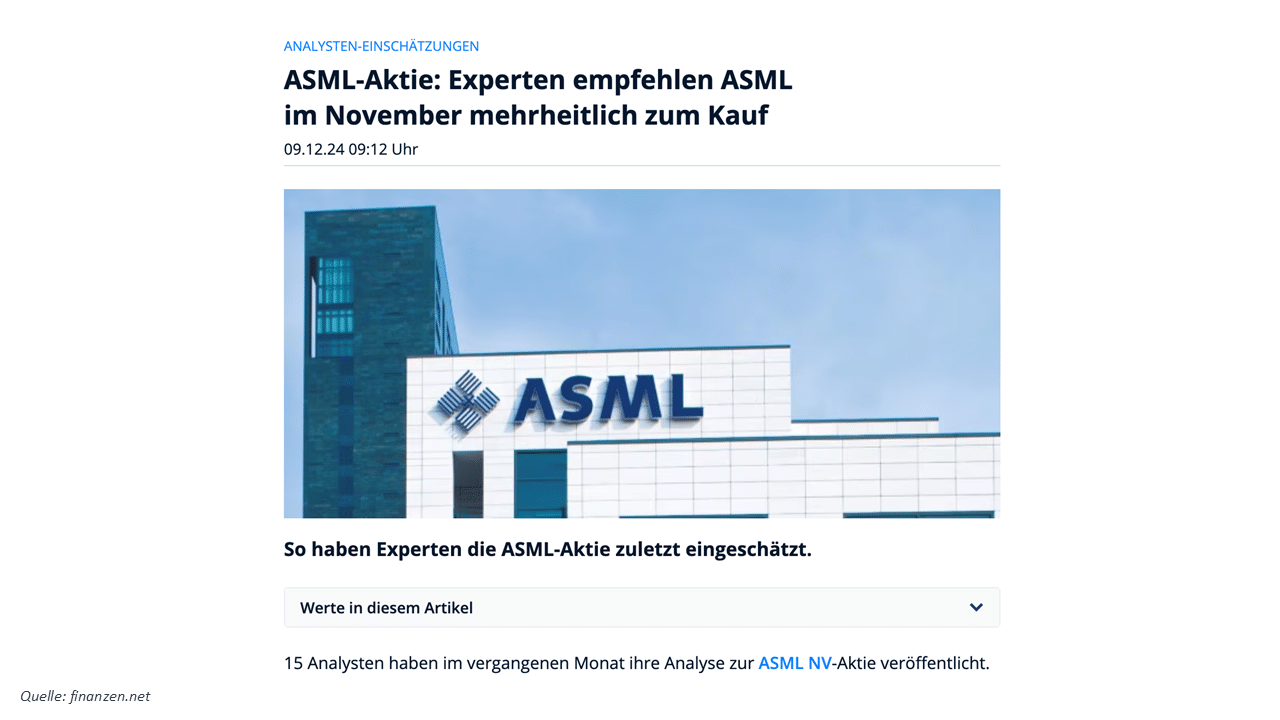 ASML Aktie Kaufempfehlung