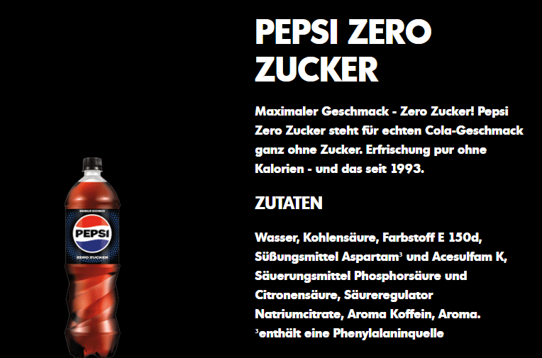 Pepsico Zero Zucker Produkte