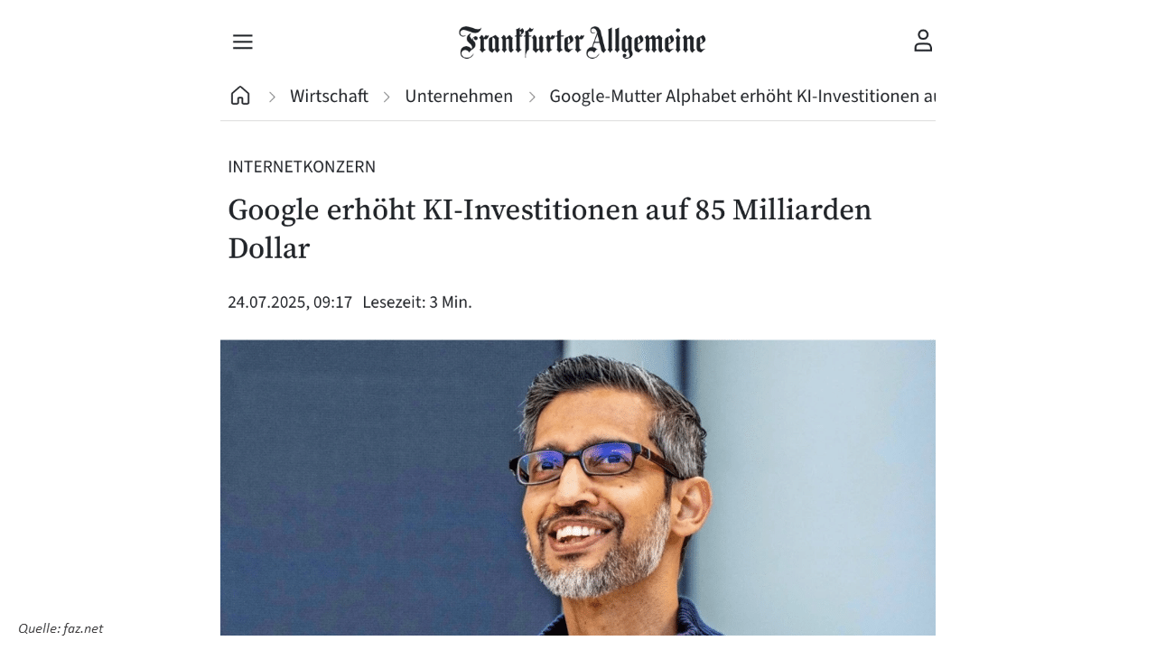 Artikel Google Investitionen